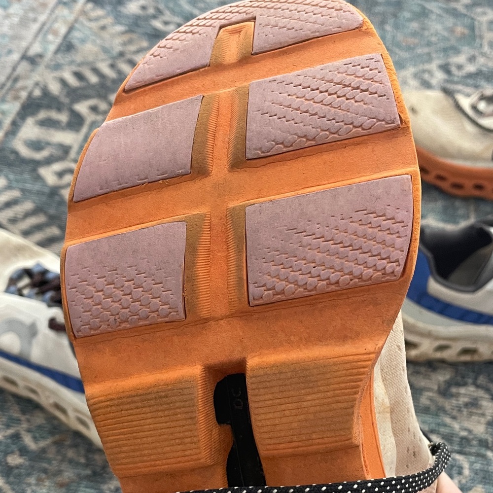 Two pairOn Running Women’s PRunning Shoes white with Orange and Blue Accents - Picture 5 of 9